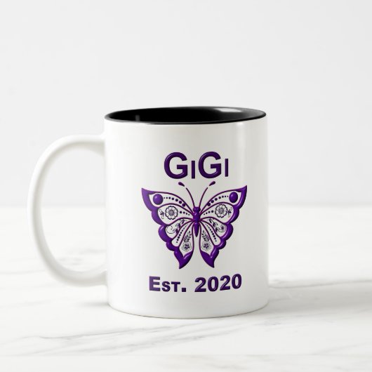 Tasse 2 Couleurs Adorable Papillon Gigi "Est 2020" (Gauche)