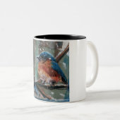 Tasse 2 Couleurs adorable petit oiseau bleu de l'est hivernal (Devant droit)