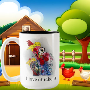 Tasse 2 Couleurs adorateurs de poulet mignon ajouter monogramme