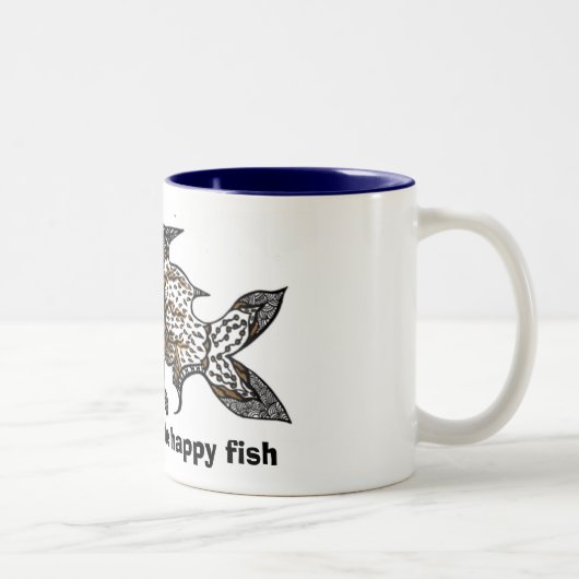 Tasse 2 Couleurs affamé de poissons heureux (Droit)