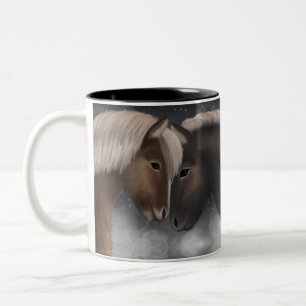 Tasse 2 Couleurs Affection arctique : Chevaux islandais en Embrac n