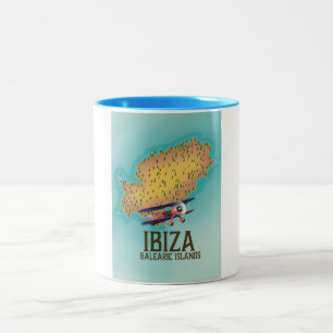 Tasse 2 Couleurs Affiche de carte des îles Baléares Ibiza