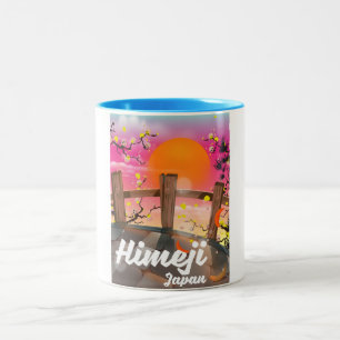 Tasse 2 Couleurs Affiche de fleurs de Himeji Japon.