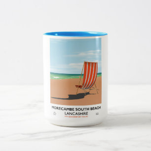 Tasse 2 Couleurs Affiche de la côte de Morecambe South Beach Lancas