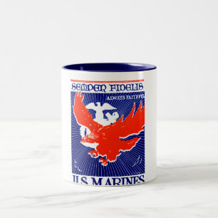 Tasse 2 Couleurs Affiche de Marine Corps de 2ÈME GUERRE MONDIALE