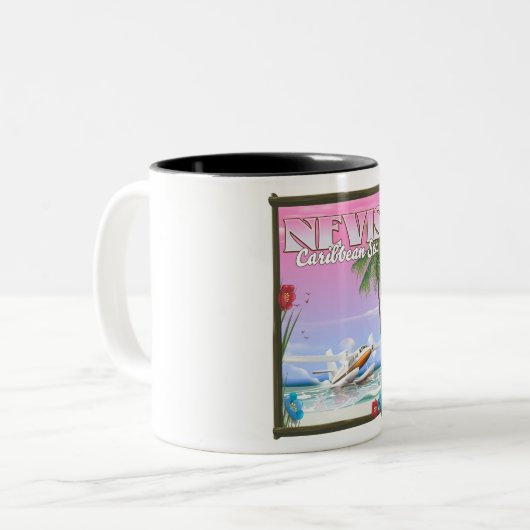 Tasse 2 Couleurs affiche de Nevis Holiday. (Devant gauche)