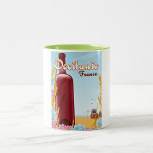 Tasse 2 Couleurs Affiche de paysage agricole d'Occitanie France