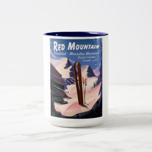 Tasse 2 Couleurs Affiche de ski Red Mountain Colombie-Britannique, 