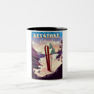 Tasse 2 Couleurs Affiche de style vintage Keystone, Ski Colorado.