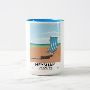 Tasse 2 Couleurs Affiche de train vintage Heysham Lancashire