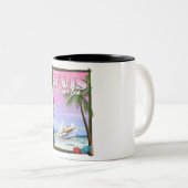 Tasse 2 Couleurs Affiche de vacances à Nevis. (Devant droit)
