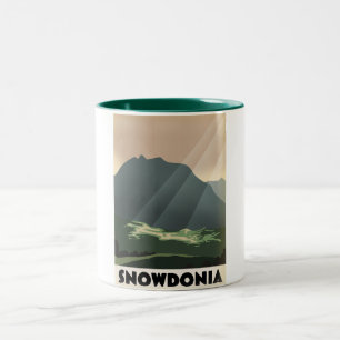 Tasse 2 Couleurs Affiche de vacances de style vintage Snowdonia.