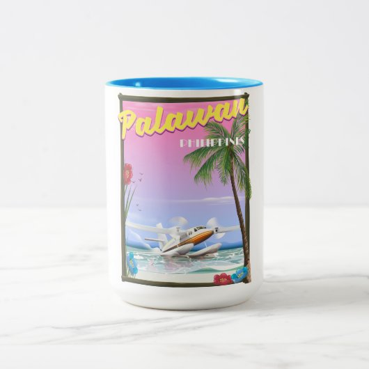 Tasse 2 Couleurs Affiche de vol aux Philippines Palawan (Centre)