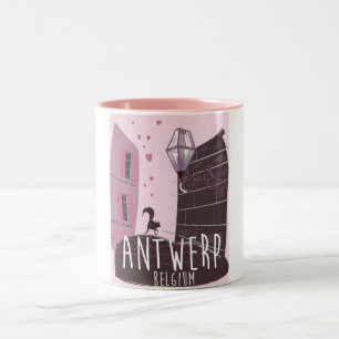 Tasse 2 Couleurs Affiche de voyage à Anvers, Belgique