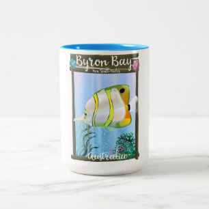 Tasse 2 Couleurs Affiche de voyage à Byron Bay Australie.