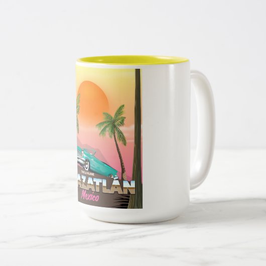 Tasse 2 Couleurs Affiche de voyage à Mazatlán au Mexique (Devant droit)