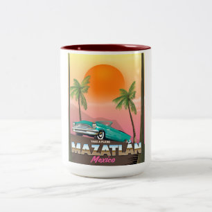 Tasse 2 Couleurs Affiche de voyage à Mazatlán au Mexique