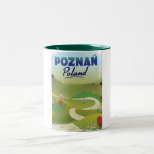 Tasse 2 Couleurs Affiche de voyage à Poznań en Pologne.