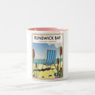 Tasse 2 Couleurs Affiche de voyage à Runswick Bay Yorkshire