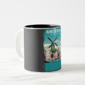 Tasse 2 Couleurs Affiche de voyage Amsterdam (Devant gauche)