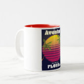 Tasse 2 Couleurs Affiche de voyage Aventura Florida USA 80s (Devant gauche)