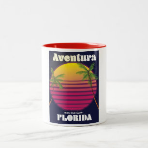 Tasse 2 Couleurs Affiche de voyage Aventura Florida USA 80s