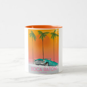 Tasse 2 Couleurs Affiche de voyage Boca Raton Floride.