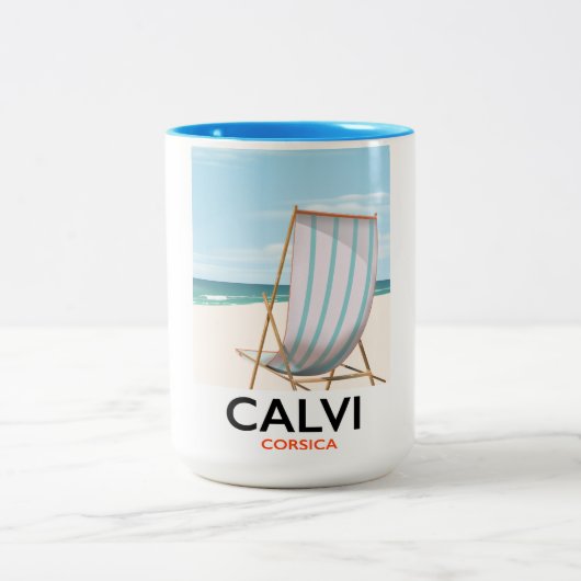 Tasse 2 Couleurs Affiche de voyage Calvi Corsica (Centre)