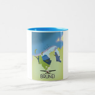 Tasse 2 Couleurs Affiche de voyage carte de Brunei