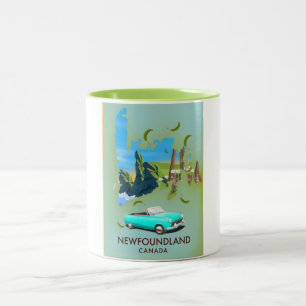 Tasse 2 Couleurs Affiche de voyage carte Terre-Neuve Canada