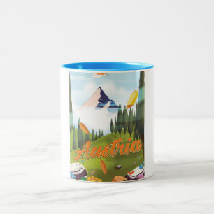 Tasse 2 Couleurs Affiche de voyage de bande dessinée autrichienne