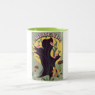 Tasse 2 Couleurs Affiche de voyage de dessin animé vintage d'Arméni