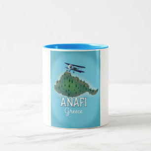 Tasse 2 Couleurs Affiche de voyage de l'île d'Anafi en Grèce.