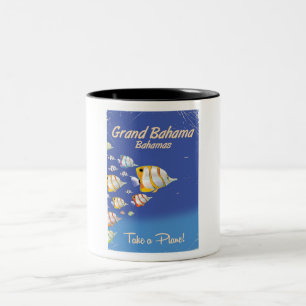 Tasse 2 Couleurs Affiche de voyage de poissons tropicaux vintage de