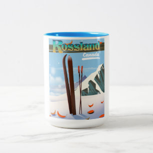 Tasse 2 Couleurs Affiche de voyage de Rossland Canada.