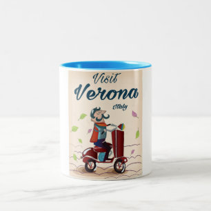 Tasse 2 Couleurs Affiche de voyage de scooter italien Vérone