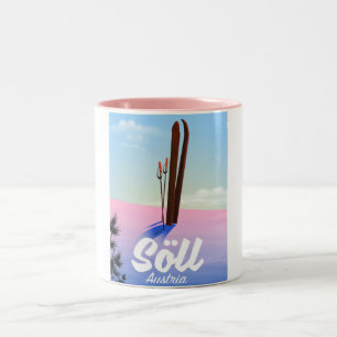 Tasse 2 Couleurs Affiche de voyage de ski à Söll, Autriche