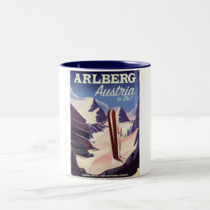 Tasse 2 Couleurs Affiche de voyage de ski Arlberg Autriche