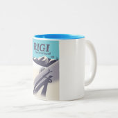 Tasse 2 Couleurs Affiche de voyage de ski Rigi Suisse (Devant droit)