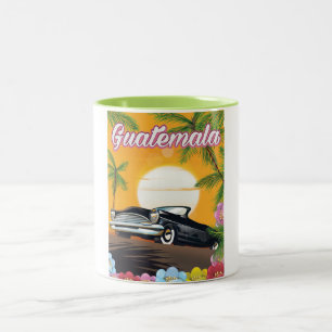 Tasse 2 Couleurs Affiche de voyage de voiture ancienne Guatemala