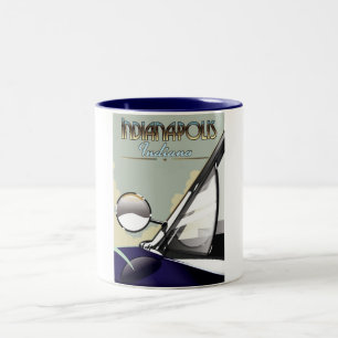 Tasse 2 Couleurs Affiche de voyage de voiture vintage d'Indianapoli