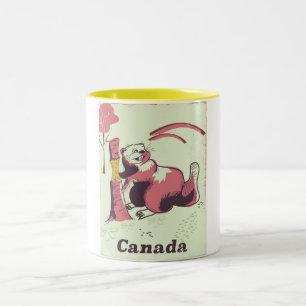 Tasse 2 Couleurs affiche de voyage du castor vintage du Canada