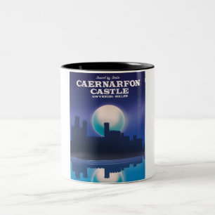 Tasse 2 Couleurs Affiche de voyage du château de Caernarfon, Gwyned