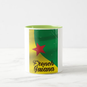 Tasse 2 Couleurs Affiche de voyage du drapeau de la Guyane français