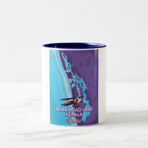 Tasse 2 Couleurs Affiche de voyage du lac Vembanad, Inde