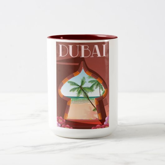 Tasse 2 Couleurs Affiche de voyage du Palais de Dubaï (Centre)
