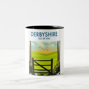 Tasse 2 Couleurs Affiche de voyage du paysage Derbyshire