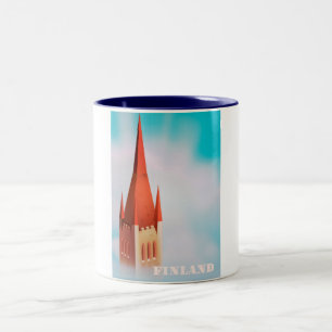 Tasse 2 Couleurs Affiche de voyage église Finlande