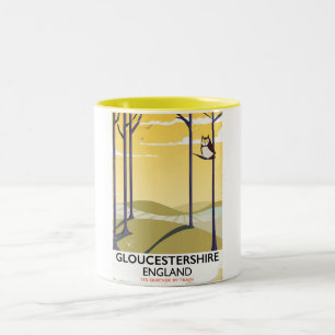 Tasse 2 Couleurs Affiche de voyage en train Gloucestershire, Anglet
