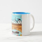 Tasse 2 Couleurs Affiche de voyage en vélo "Ik zal handhaven" Holla (Devant droit)
